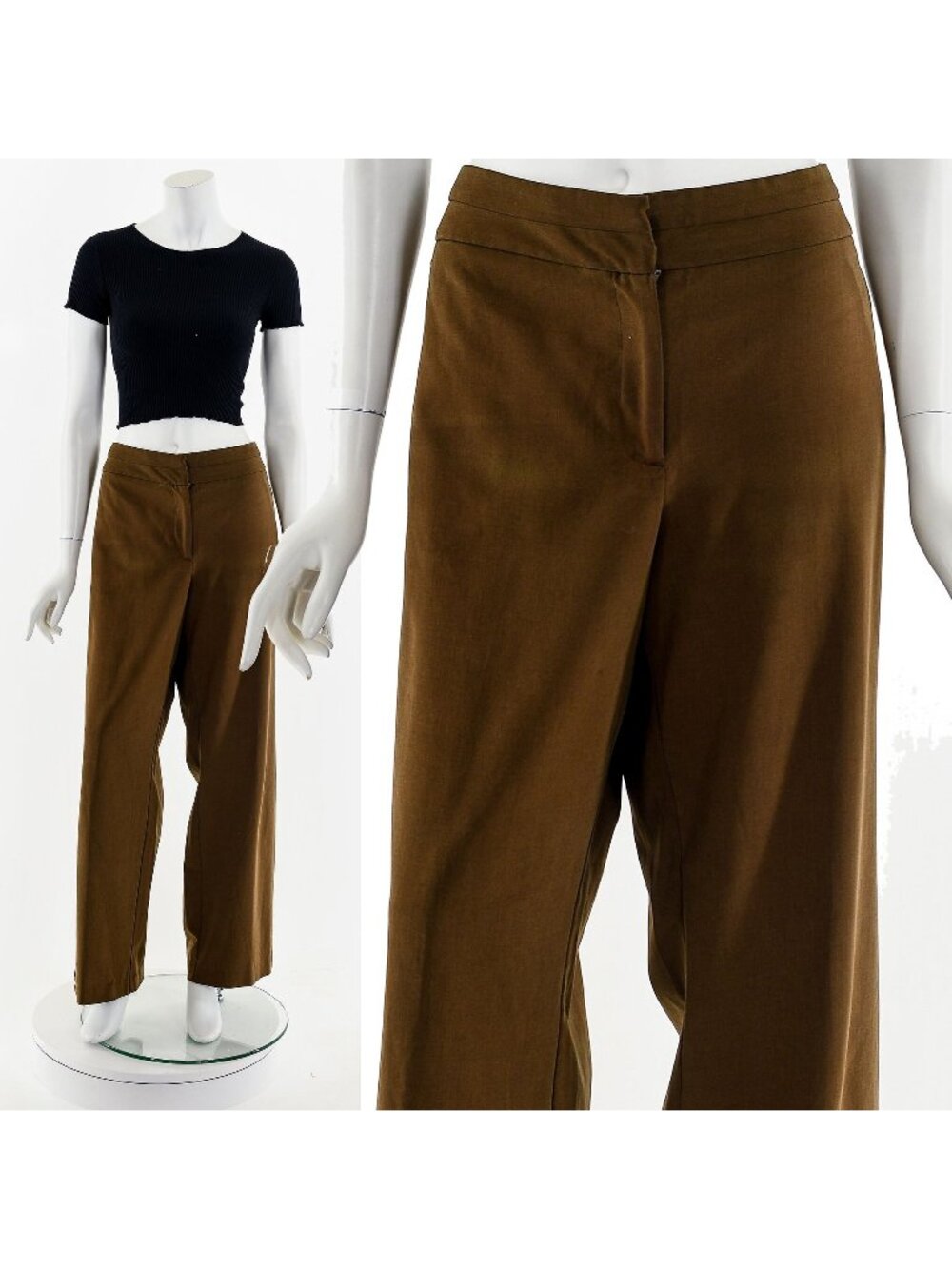 Brown Simple Low Waist Trousers Y2K